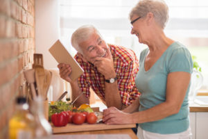 Senior couple nutrition in the kitchen